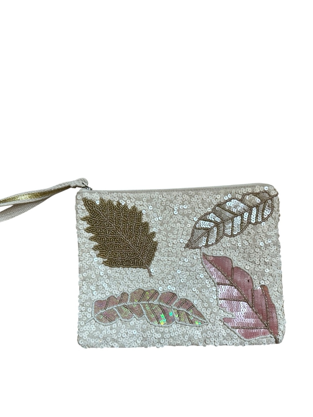 America & Beyond Rose Gold Garden Hand-Beaded Embellished Clutch Pouch